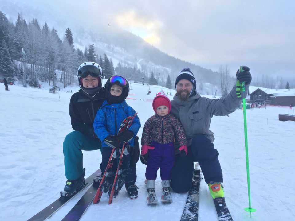 Anderson family skiing in Girdwood